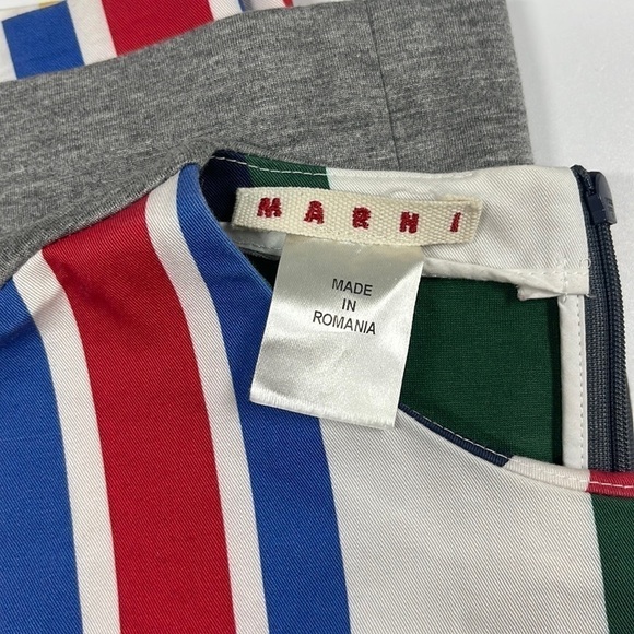 Marni Short Sleeve Multicolored Striped Dress Jersey Back Size 14 - Picture 8 of 13